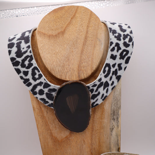 Collar Amenet / Leopardo Blanco