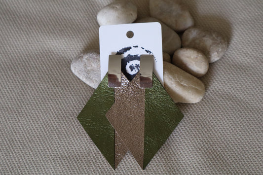Pendientes Aire verde/dorado plomo