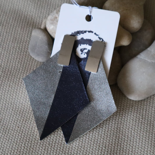 Pendientes Aire azul marino/plomo