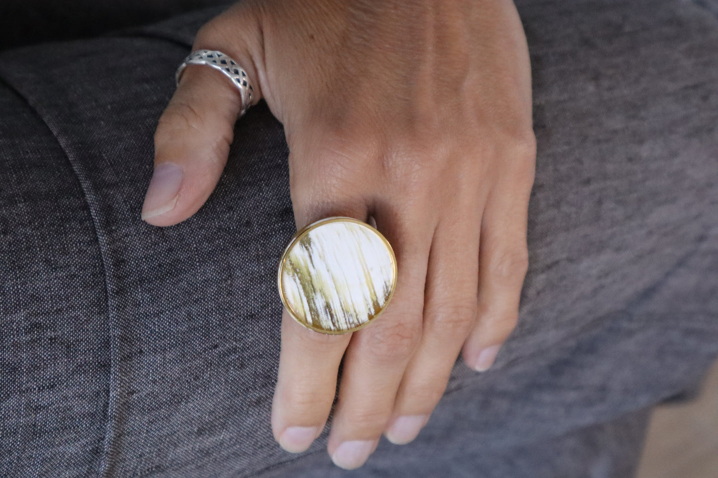 Anillo Asta Aro Fino Dorado