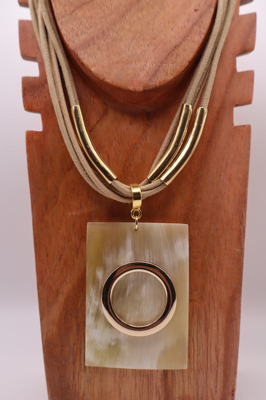 Collar Hathor Rectangular Oro / Tostado